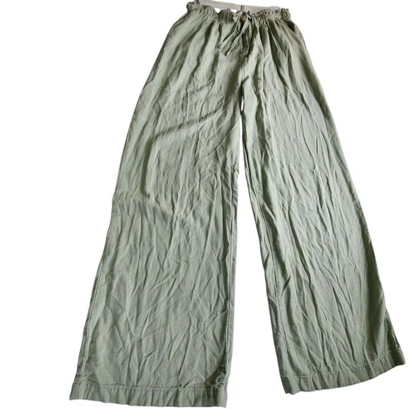 Thread Supply Linen Pants Size Large Light Green Color Elastic Waist - Picture 3 of 12
